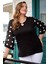 For Esra Big Trend Kadın Kabartma Puantiye Desen Yaka Oyuk Inci Aksesuar Geniş Truvakar Tül Kol Esnek Viskon Bluz 5