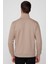 Unisex Relax Fit Rahat Kesim Pamuklu Içi Polarlı Yarım Fermuarlı Taş Renk Dik Yaka Sweatshirt 5