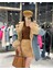 Leksa Uzun Içi Kürklü Kot Mont Camel 1