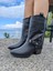 Gloria Paris 7613 Kadın Deri Biker Bot Siyah 38 1