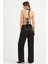 Beli Lastikli Saten Pantolon Siyah 3029 4