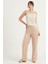 Beli Lastikli Saten Pantolon Bej 3029 2