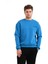 Bisiklet Yaka Nakışlı Şardonlu Içi Polarlı Mavi Erkek Sweatshirt - Volar 1