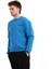Bisiklet Yaka Nakışlı Şardonlu Içi Polarlı Mavi Erkek Sweatshirt - Volar 4