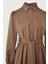 Prenses Nervürlü Elbise - Kahverengi 2
