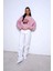 Bisiklet Yaka Içi Polar Cherries Baskılı Pembe Oversize Sweatshirt 2