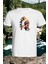 Kızılderili Adam Tasarımlı Baskılı Beyaz T-Shirt Tişört 3