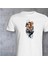 Kaplan Tasarımlı Ön Taraf Baskılı Beyaz T-Shirt Tişört 3