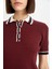 Regular Fit Düğmeli Polo Yaka Kısa Kollu Bordo Triko Kazak D4233AX24AU 5