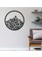 - Circle Mountain Metal Duvar Tablosu - Ev Duvar Dekorasyonu - 60 X 60 - Cm -Siyah - Deco-199 1