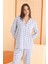 Nbb Mavi Plaid Stripes Önden Düğmeli Pijama Takımı 68081 4