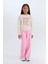 Kız Çocuk Cropped Fit Bisiklet Yaka Baskılı Fitilli Kaşkorse Uzun Kollu Tişört D3430A824WN 2
