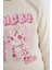 Kız Çocuk Cropped Fit Bisiklet Yaka Baskılı Fitilli Kaşkorse Uzun Kollu Tişört D3430A824WN 5