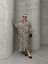 Leopar Desenli Yandan Yırtmaçlı Oversize Elbise Kahve 9262-E 3
