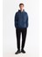 Erkek İndigo Kapüşonlu Baskılı Elastan Regular Fit Sweatshirt A42Y1262 5