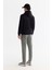 Erkek Siyah Kapüşonlu 3 Iplik Şardonlu Baskılı Sweatshirt A42y1303 5