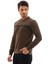 Erkek Haki Renk Mare Jaker Kumaş Bisiklet Yaka Uzun Kol Gögüste Şerit Nakış Sweatshirt - 7657 1