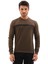 Erkek Haki Renk Mare Jaker Kumaş Bisiklet Yaka Uzun Kol Gögüste Şerit Nakış Sweatshirt - 7657 4