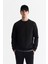 Erkek Siyah Bisiklet Yaka Baskılı Elastan Regular Fit Sweatshirt A42Y1335 1