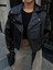 Juna Oversize Biker Deri Ceket 14758 Siyah 3
