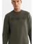 Erkek Haki Bisiklet Yaka 3 Iplik Şardonlu Baskılı Sweatshirt A42y1306 2