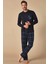 Erkek Lacivert Uzun Kol Pijama Takım 5130 2