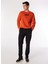 Koyu Turuncu Erkek Bisiklet Yaka Relaxed Fit Baskılı Sweatshirt D4WM-SWT3247 2