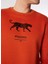 Koyu Turuncu Erkek Bisiklet Yaka Relaxed Fit Baskılı Sweatshirt D4WM-SWT3247 5