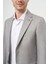 Erkek Gri Poliviskon Slim Fit Mono Yaka Klasik Ceket 4