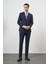 Erkek Lacivert Yün Slim Fit Mono Yaka Takım Elbise 4