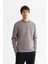 Erkek Gri Bisiklet Yaka Pamuklu Baskılı Elastan Sweatshirt A42y1313 4