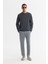 Erkek Antrasit Bisiklet Yaka Pamuklu Baskılı Elastan Regular Fit Sweatshirt A42Y1221 4