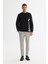 Erkek Siyah Bisiklet Yaka Pamuklu Baskılı Elastan Sweatshirt A42Y1246 5