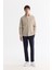 Erkek Bej Gömlek Düğmeli Yaka Pano Çizgili Slim Fit A41y2190 6