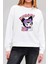 Kuromi Baskılı Beyaz Unisex Kadın Erkek Pamuklu Sweatshirt CU339 1