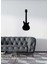 - Gitar Silüeti Metal Duvar Müzik Tablosu - Ev Ofis Dekorasyonu - 80 X 28 - Cm - Siyah - Müzık-066 1