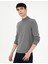 Erkek Gri Melanj Slim Fit Yarım Balıkçı Yaka Basic Triko Kazak 50296548-VR086 1