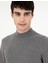 Erkek Gri Melanj Slim Fit Yarım Balıkçı Yaka Basic Triko Kazak 50296548-VR086 2
