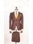 Erkek Kendinden Desenli Kahve Çekirdeği Slim Fit Yelekli Takım Elbise 1