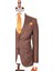 Erkek Kendinden Desenli Kahve Çekirdeği Slim Fit Yelekli Takım Elbise 3