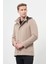 Taş Rengi Kaşe Dik Yaka Astarlı Slim Fit Dar Kesim Klasik Kaban 1008245272 3