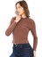 Likralı Pamuk Tişört-Slim Fit -Açık Kahve 3