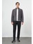 Antrasit Süet Suni Deri Hakim Yaka Düz Yırtmaçsız Tam Astar Slim Fit Casual Deri Mont 1038245150 2