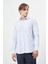 Koyu Mavi Uzun Kol Kazayağı Desen Yarım İtalyan Cepli Classic Comfort Fit Gömlek 1004245189 3