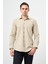 Açık Bej Uzun Kol Düz Gabardin Sert Yaka Cepli Pamuklu Classic Comfort Fit Gömlek 1004245168 1