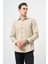 Açık Bej Uzun Kol Düz Gabardin Sert Yaka Cepli Pamuklu Classic Comfort Fit Gömlek 1004245168 3