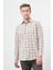 Turuncu Uzun Kol Ekose Desen Gabardin Cepsiz Pamuklu Classic Comfort Fit Gömlek 1004245165 2
