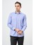 Koyu Mavi Uzun Kol Çizgili Desen Bez Ayağı Yarım Italyan Yaka Cepli Pamuklu Classic Comfort Fit Gömlek 1004245195 3
