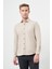 Bej Uzun Kol Düz Bez Ayağı Yarım İtalyan Yaka Cepsiz Pamuklu Classic Slim Fit Gömlek 1004245211 1