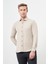 Bej Uzun Kol Düz Bez Ayağı Yarım İtalyan Yaka Cepsiz Pamuklu Classic Slim Fit Gömlek 1004245211 3